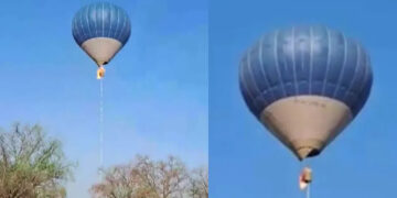 Globo aerostático se incendia y desploma en Teotihuacán, Edomex