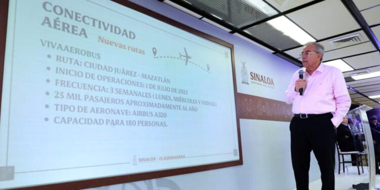 Anuncia Gobernador Rocha dos nuevas rutas aéreas desde Mazatlán y Culiacán