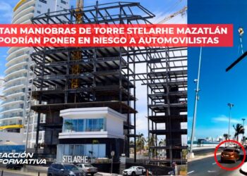Reportan maniobras de Torre Stelarhe Mazatlán que podrían poner en riesgo a automovilistas