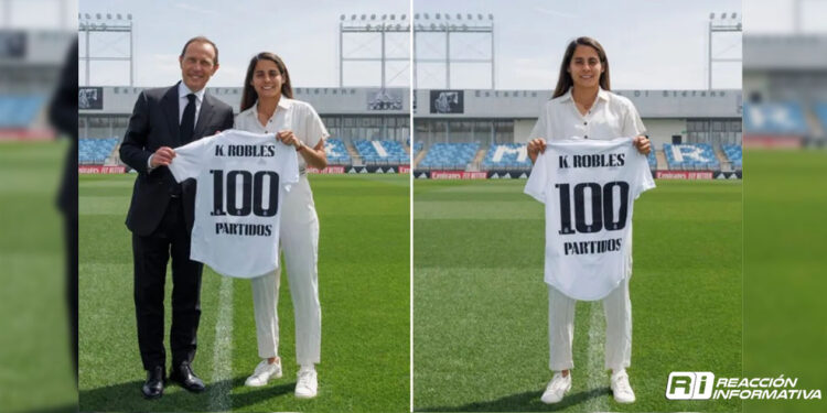 Mexicana Kenti Robles es homenajeada por Real Madrid, tras llegar a los 100 partidos disputados