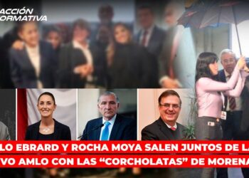 Marcelo Ebrard y Rocha Moya salen juntos de la cena que tuvo AMLO con las “corcholatas” de Morena