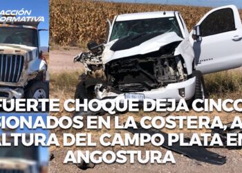 Fuerte choque deja cinco lesionados en La Costera, a la altura del Campo Plata, en Angostura