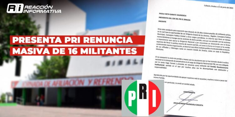 Presenta PRI renuncia masiva de 16 militantes