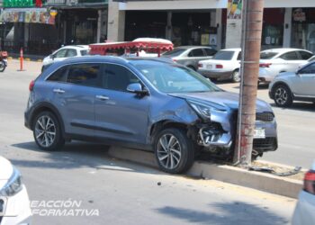 Camioneta choca contra palmera en la Zona Dorada de Mazatlán