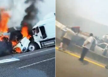 Carambola provoca incendio en autopista Zapotlanejo, Jalisco