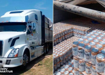 ¡Llevaba cervezas presuntamente clonadas! Así aseguraron tráiler con carga en Oaxaca VIDEO