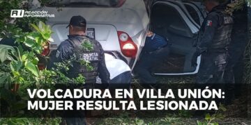 Volcadura en El Pozole, Villa Unión; Una mujer resultó lesionada