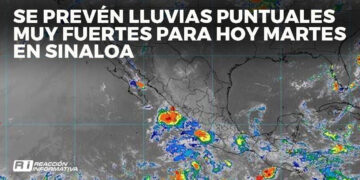 Se prevén lluvias puntuales muy fuertes para hoy en Sinaloa