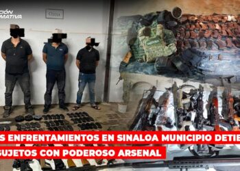 Tras los enfrentamientos en Sinaloa municipio detienen a tres sujetos con poderoso arsenal