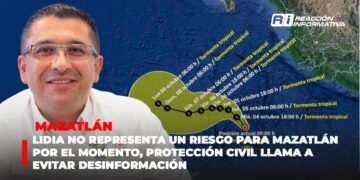 Tormenta tropical Lidia no representa un riesgo para Mazatlán por el momento, Protección Civil llama a evitar desinformación