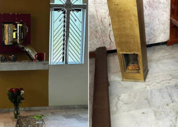 Dejan destrozos tras robo de mil pesos a iglesia de la Sagrada Familia en Sinaloa