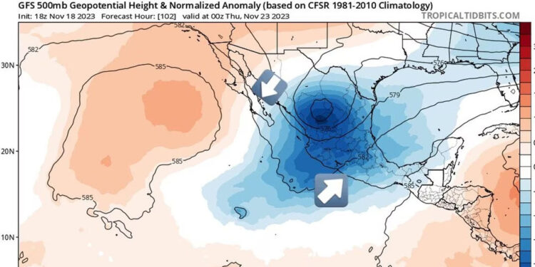 Prevén entrada de fenómeno DANA en México del 21 al 23 de noviembre