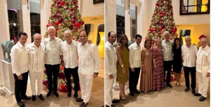 Reaparece Enrique Peña Nieto en lujoso hotel junto a los Clinton recibiendo el Año Nuevo