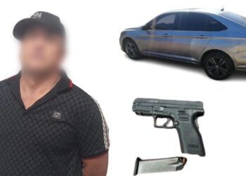 Policía Estatal Asegura a civil con arma de fuego