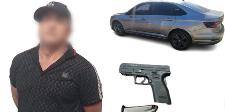 Policía Estatal Asegura a civil con arma de fuego