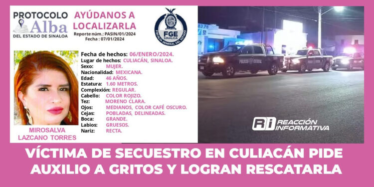 Víctima de secuestro en Culiacán pide auxilio a gritos y logran rescatarla