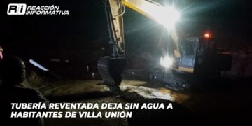 Tubería reventada deja sin agua a habitantes de Villa Unión