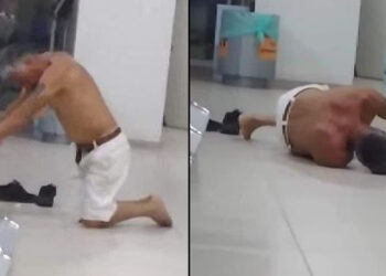 Hombre se tira al piso por dolor y suplica atención médica en hospital del IMSS en Oaxaca