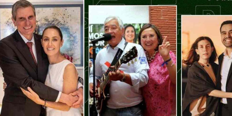 Sheinbaum, Xóchitl Gálvez, Álvarez Máynez y las parejas presidenciales en este 14 de febrero