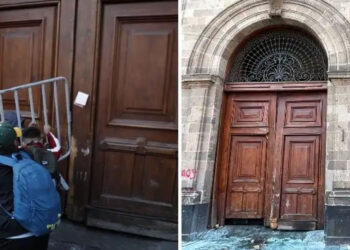Encapuchados dan ‘portazo’ en Palacio Nacional
