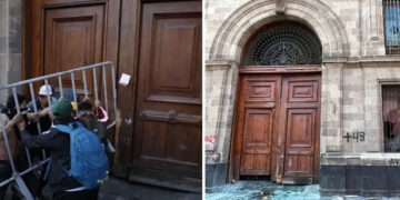 Encapuchados dan ‘portazo’ en Palacio Nacional