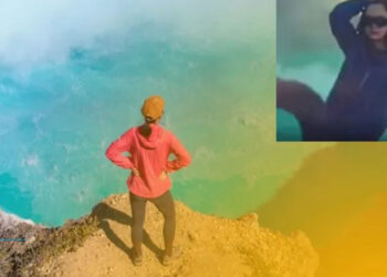 Mujer muere frente a su esposo al caer de volcán; se estaba tomando una foto