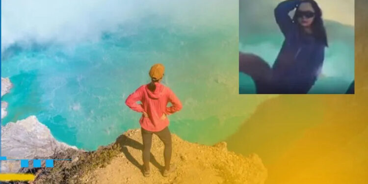 Mujer muere frente a su esposo al caer de volcán; se estaba tomando una foto