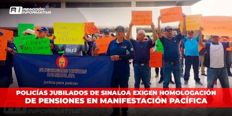 Policías jubilados de Sinaloa exigen homologación de pensiones en manifestación pacífica