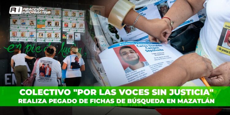 Colectivo “Por las Voces Sin Justicia” realiza pegado de fichas de búsqueda en Mazatlán