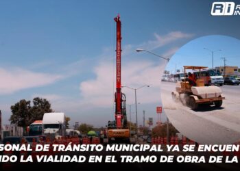 Personal de tránsito municipal ya se encuentra agilizando la vialidad en el tramo de obra de la Colosio