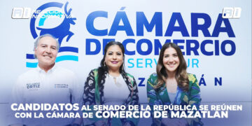 Foro de Candidatos al Senado de la República Mexicana: Paloma Sánchez y Eduardo Ortiz de la coalición “Fuerza y Corazón por México” se reúnen con la Cámara de Comercio de Mazatlán