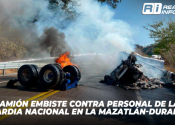 Camión embiste contra personal de la Guardia Nacional en la Mazatlán-Durango