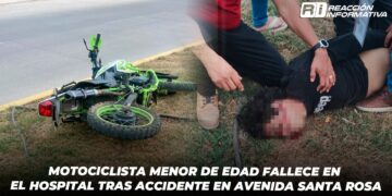 Motociclista menor de edad fallece en el hospital tras accidente en Avenida Santa Rosa