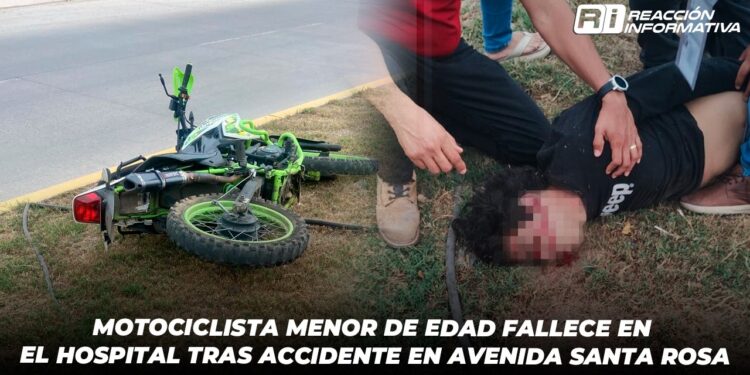 Motociclista menor de edad fallece en el hospital tras accidente en Avenida Santa Rosa
