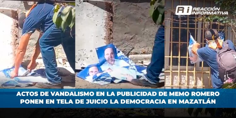 VIDEO || Actos de vandalismo en la publicidad de Memo Romero ponen en tela de juicio la democracia en Mazatlán