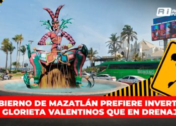 Gobierno de Mazatlán se olvida del drenaje y que la ciudad está oscura; invertirán en glorieta de Valentinos