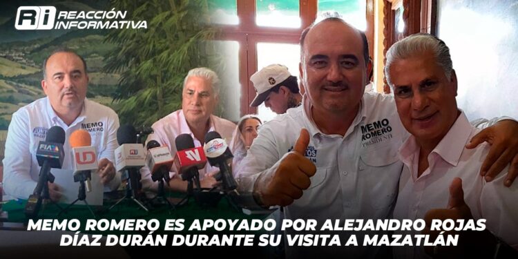 Memo Romero es apoyado por Alejandro Rojas Díaz Durán durante su visita a Mazatlán