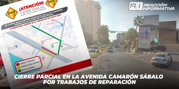 Cierre parcial en la avenida Camarón Sábalo por trabajos de reparación