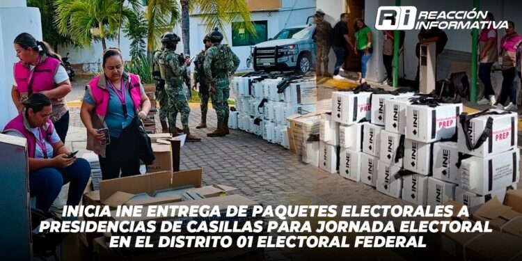 Inicia INE entrega de paquetes electorales a presidencias de casillas para Jornada Electoral en el distrito 01 electoral federal.