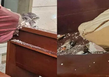 VIDEO: Hombre vandaliza iglesia en plena misa; descargó su furia destrozando santos y vírgenes