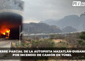 Camión se incendia en uno de los túneles de la Mazatlán-Durango
