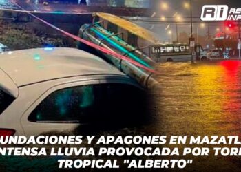 Inundaciones y apagones en Mazatlán tras la primera lluvia de la temporada