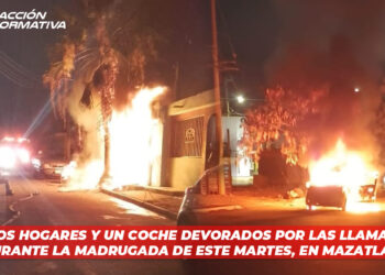 Dos hogares y un coche devorados por las llamas durante la madrugada de este martes, en Mazatlán