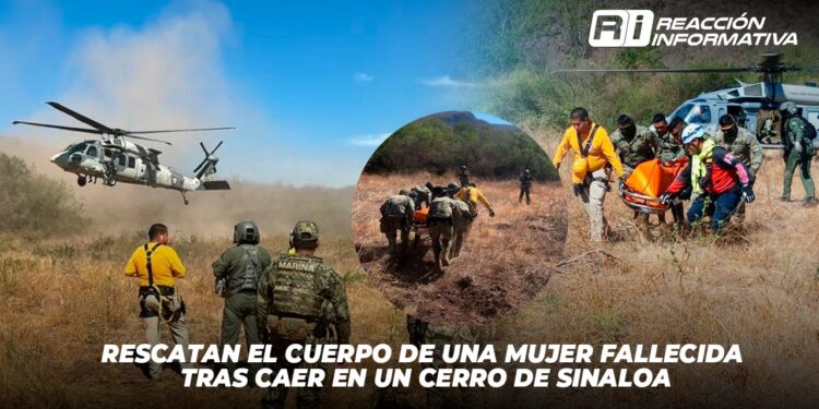 Rescatan el cuerpo de una mujer fallecida tras caer en un cerro de Sinaloa.