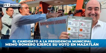El candidato a la presidencia municipal Memo Romero ejerce su voto en Mazatlán