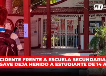 Accidente frente a escuela secundaria en Guasave deja herido a estudiante