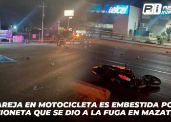Pareja en motocicleta es embestida por camioneta que se dio a la fuga en Mazatlán
