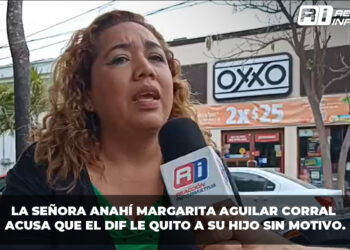 La señora Anahí Aguilar acusa que el DIF le quitó a su hijo sin motivo.