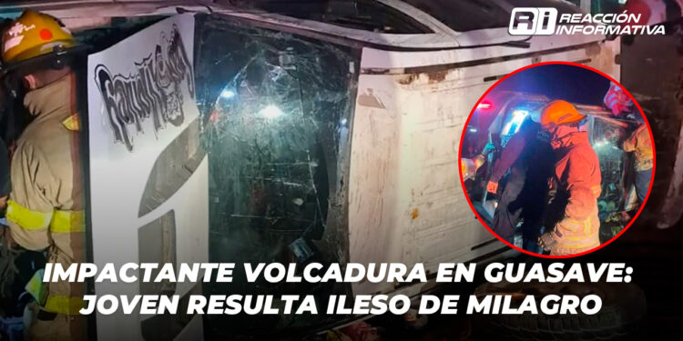 Impactante volcadura en Guasave: Joven resulta ileso de milagro