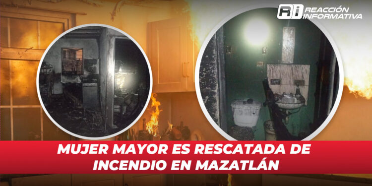 Mujer mayor es rescatada de incendio en Mazatlán